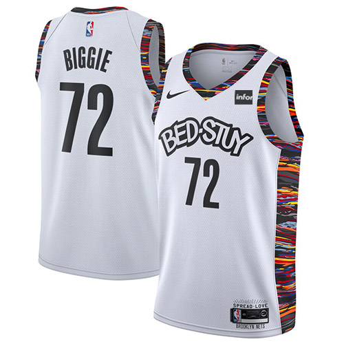Men's Brooklyn Nets #72 Biggie White NBA 2019 City Edition Stitched Jersey